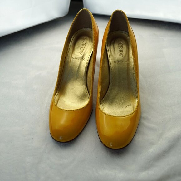J.Crew Yellow Patent Leather Heels  Size 7  Made‎ in Italy - Picture 3 of 13